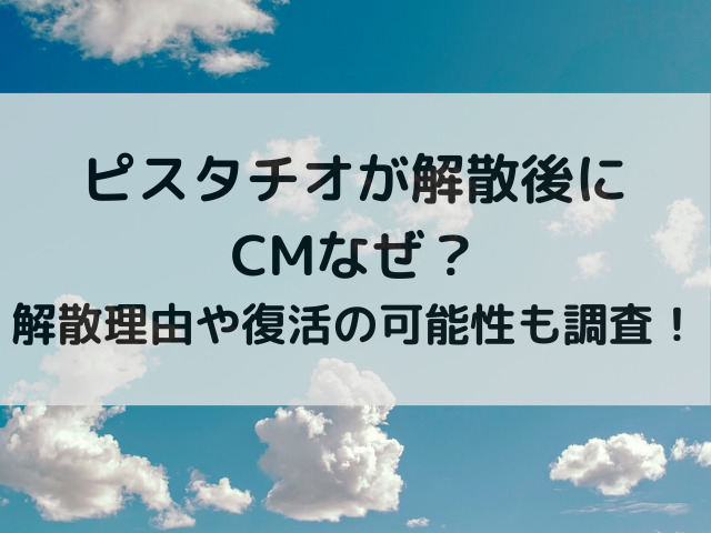 ピスタチオが解散後にCMなぜ？解散理由や復活の可能性も調査！